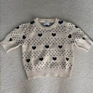 Universal Thread Beige Sweater with Black Heart Design